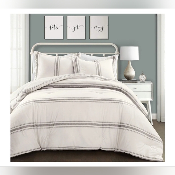 Lush Decor Elegant Cream and Gray Bedding Set